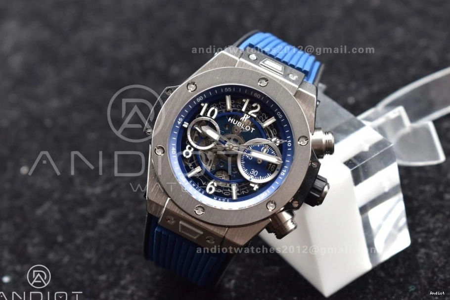 Edition Blue Strap Skeleton Titanium 1:1 Big on Unico Best A1280 Hublot Rubber Dial ZF Blue Bang 0514